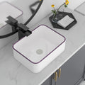 16in x12in  Bathroom Sink Rectangular White Vessel Sink Ceramic Above Counter Porcelain Lavatory Vanity Sink Basin