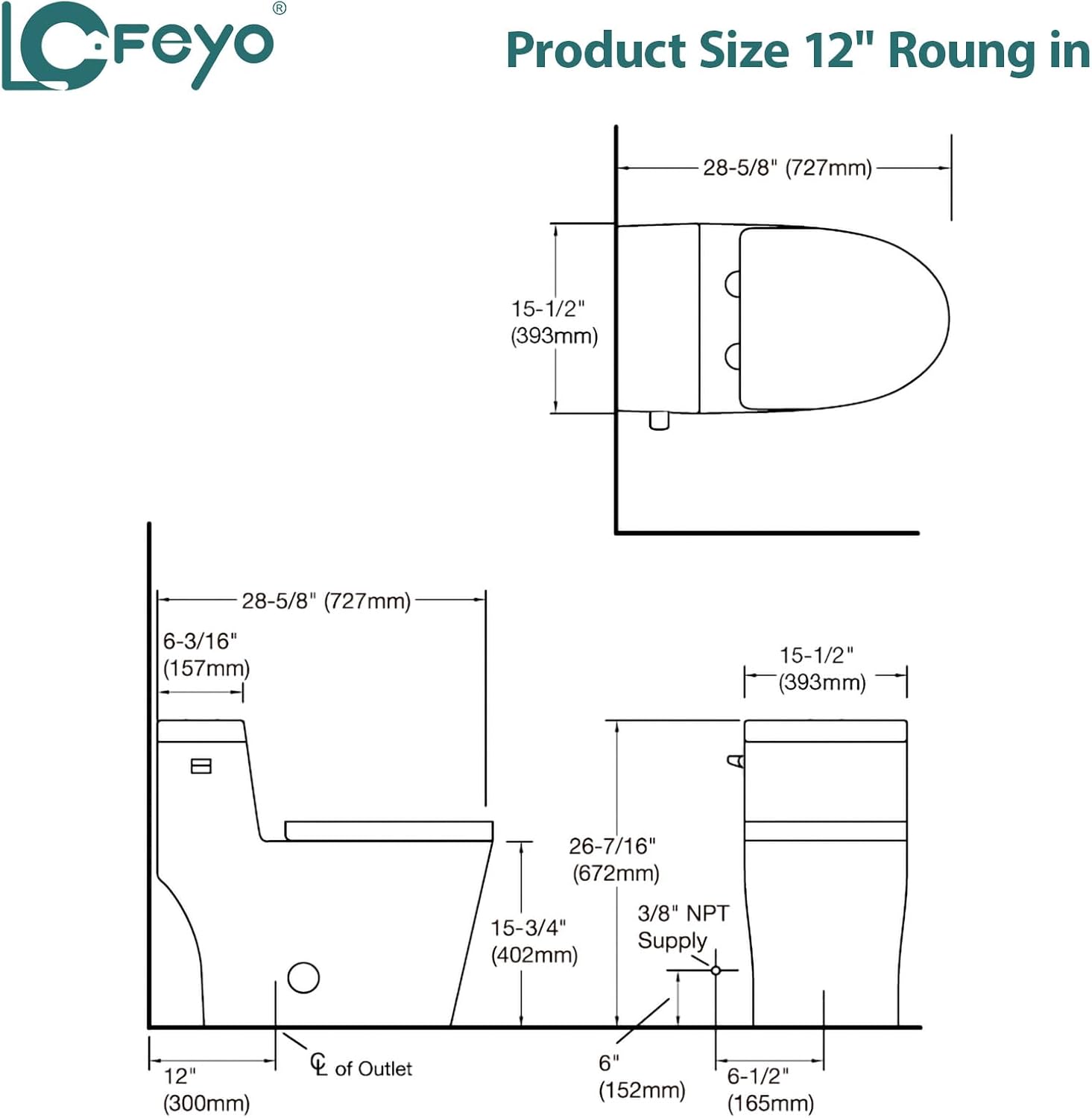 Elongated Dual Flush Toilet 0.8/1.28 GPF One Piece Toilet Compact Toilet Quick Flush Toilet With Comfortable Seat Hight Powerful Quick Modern Standard White Bathroom Toilet LOF-T1030