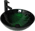 Small Bathroom Sink 17in  Green Glass Vessel Sink With Faucet And Drain Combo Modern Round Shape Artistic Basin Bathroom Vessel Sink Above Counter Small 5in  Deep Vessel Sink LOF-BL33556
