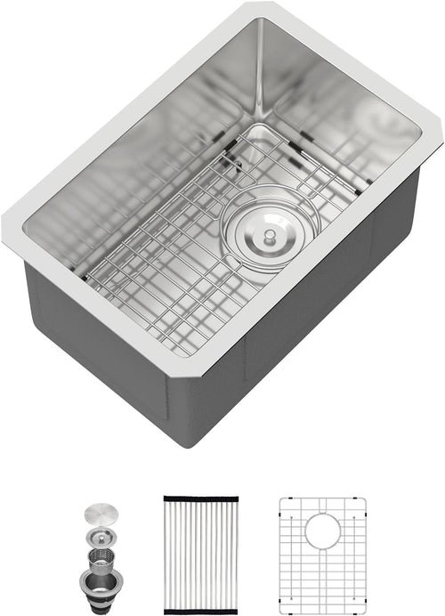 12in  x 18in  Stainless Bar Sink Undermount Wet Bar Prep Sink Stainless Steel 16 Gauge Single Bowl Deep Undermount Handmade Kitchen Sink Basin