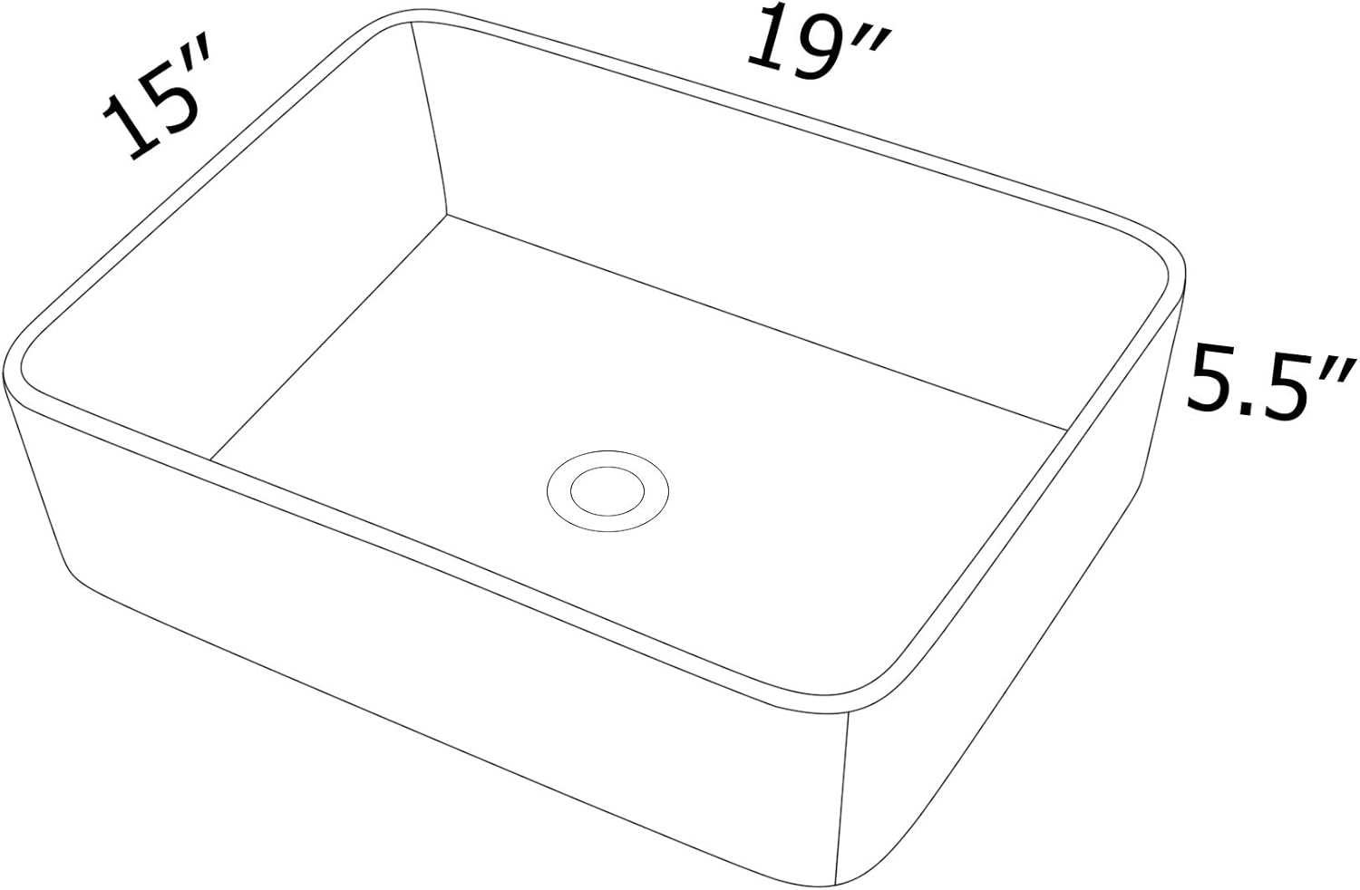 19in x15in  Vessel Sink Rectangule Bowl Sinks for Bathrooms White Vessel Sink Above Counter Rectangular Ceramic Vessel Bathroom Sink Porcelain Lavatory Vanity Sink Basin