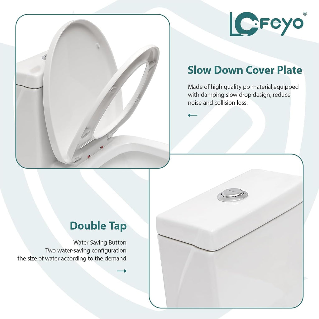 Elongated Dual Flush Toilet 0.8/1.28 GPF One Piece Toilet Compact Toilet Quick Flush Toilet With Comfortable Seat Hight Powerful Quick Modern Standard White Bathroom Toilet LOF-T1028