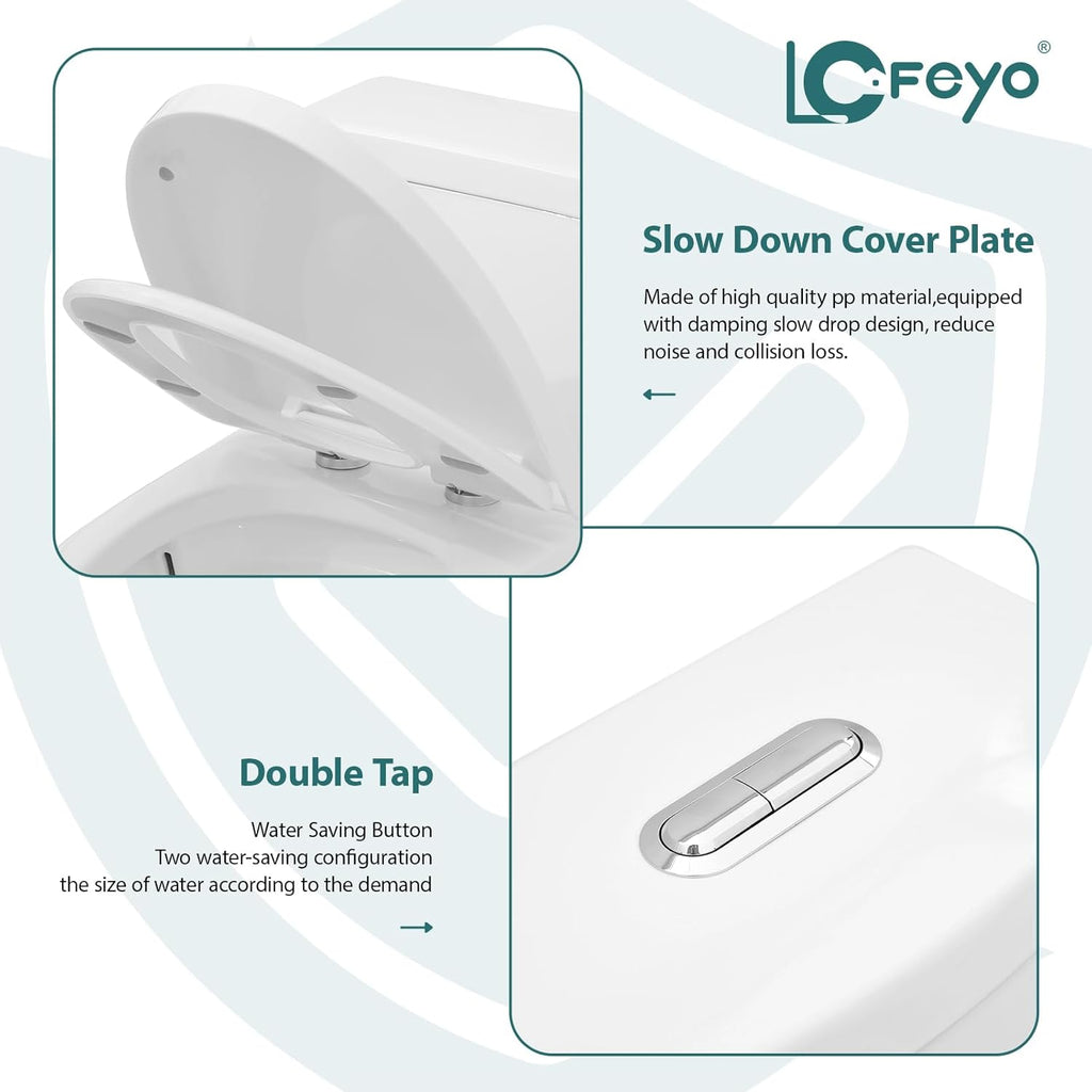 Elongated Dual Flush Toilet 0.8/1.28 GPF One Piece Toilet Compact Toilet Quick Flush Toilet With Comfortable Seat Hight Powerful Quick Modern Standard White Bathroom Toilet LOF-T1025