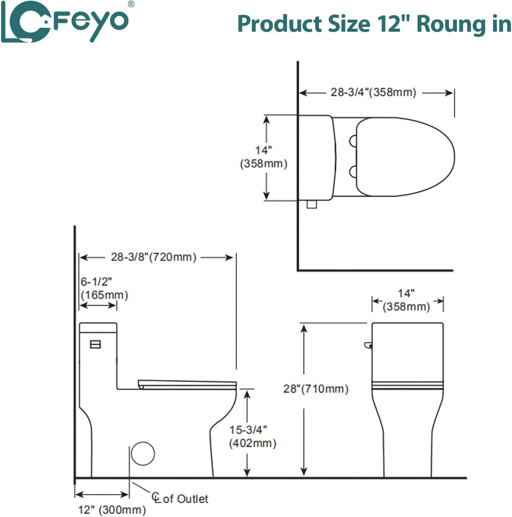 Elongated Dual Flush Toilet 0.8/1.28 GPF One Piece Toilet Compact Toilet Quick Flush Toilet With Comfortable Seat Hight Powerful Quick Modern Standard White Bathroom Toilet LOF-T1029