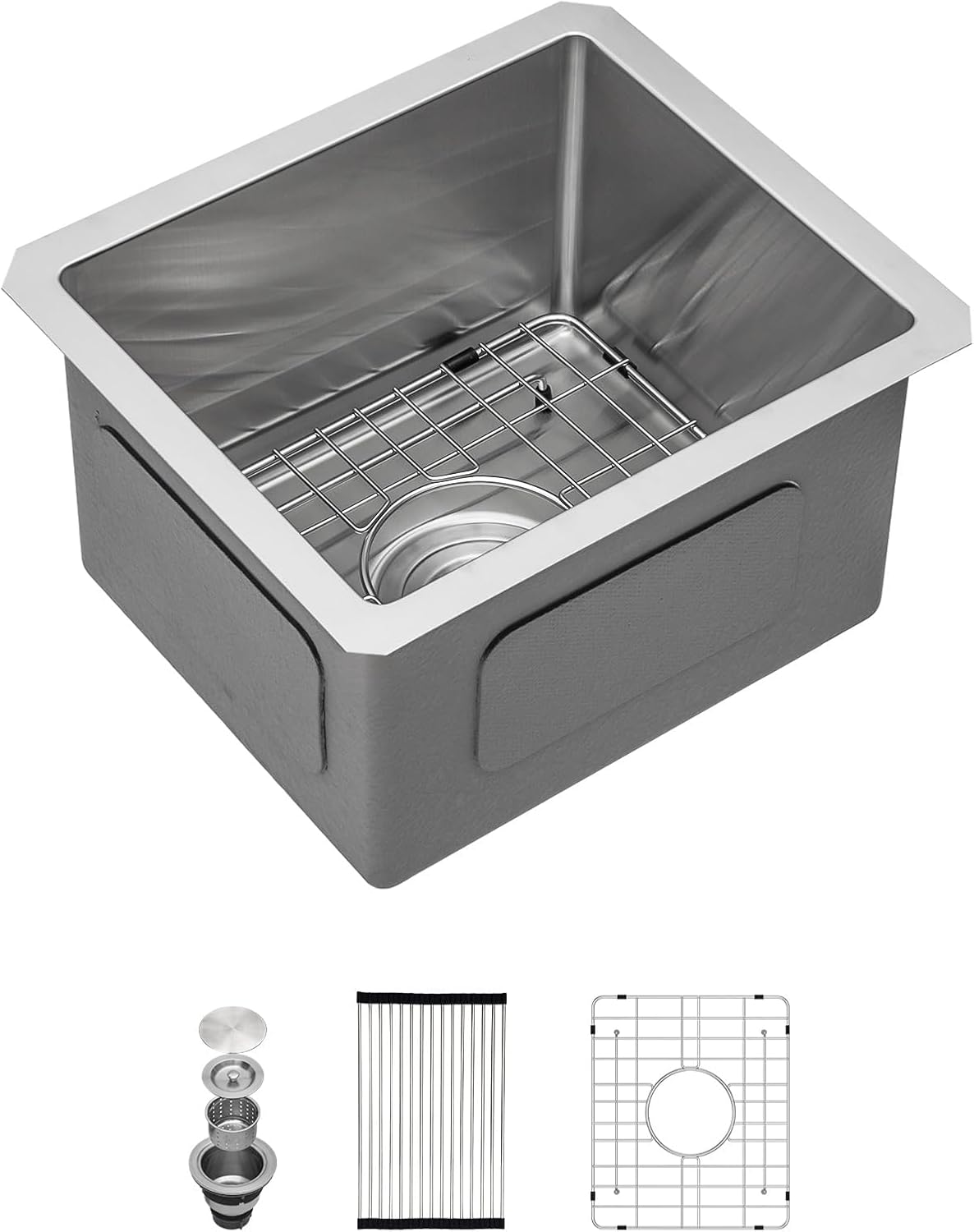 13in  x 15in  Bar Sink Undermount Kitchen Bar Sink Stainless Steel 16 Gauge Single Bowl Deep Undermount Bar Prep Sink Basin Rv Outdoor Garage