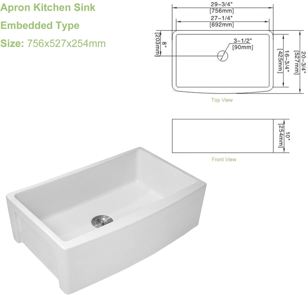 30 White Farm Sink- Lofeyo 30 Inch Kitchen Sink Apron Front White Ceramic Porcelain Fireclay Single Bowl Kitchen Farm Sink Basin
