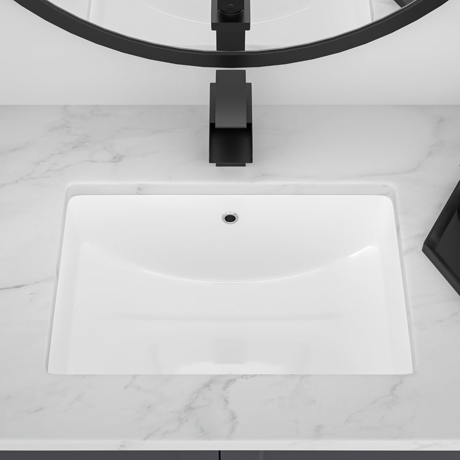 22''x15'' Undermount Bathroom Sink Rectangle Bathroom Sink White Porcelain Ceramic Sink Vanity Sink Under Counter Basin Lavatory Sink Vessel Sink