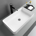 Vessel Sink for Bathroom, Lofeyo Large Modern 24in x14in  Bathroom Vessel Sink Above Counter Rectangule White Vessel Sink Rectangluar Farmhouse Bowl Sinks for Bathrooms Vanity Lavatory Bowl Basin