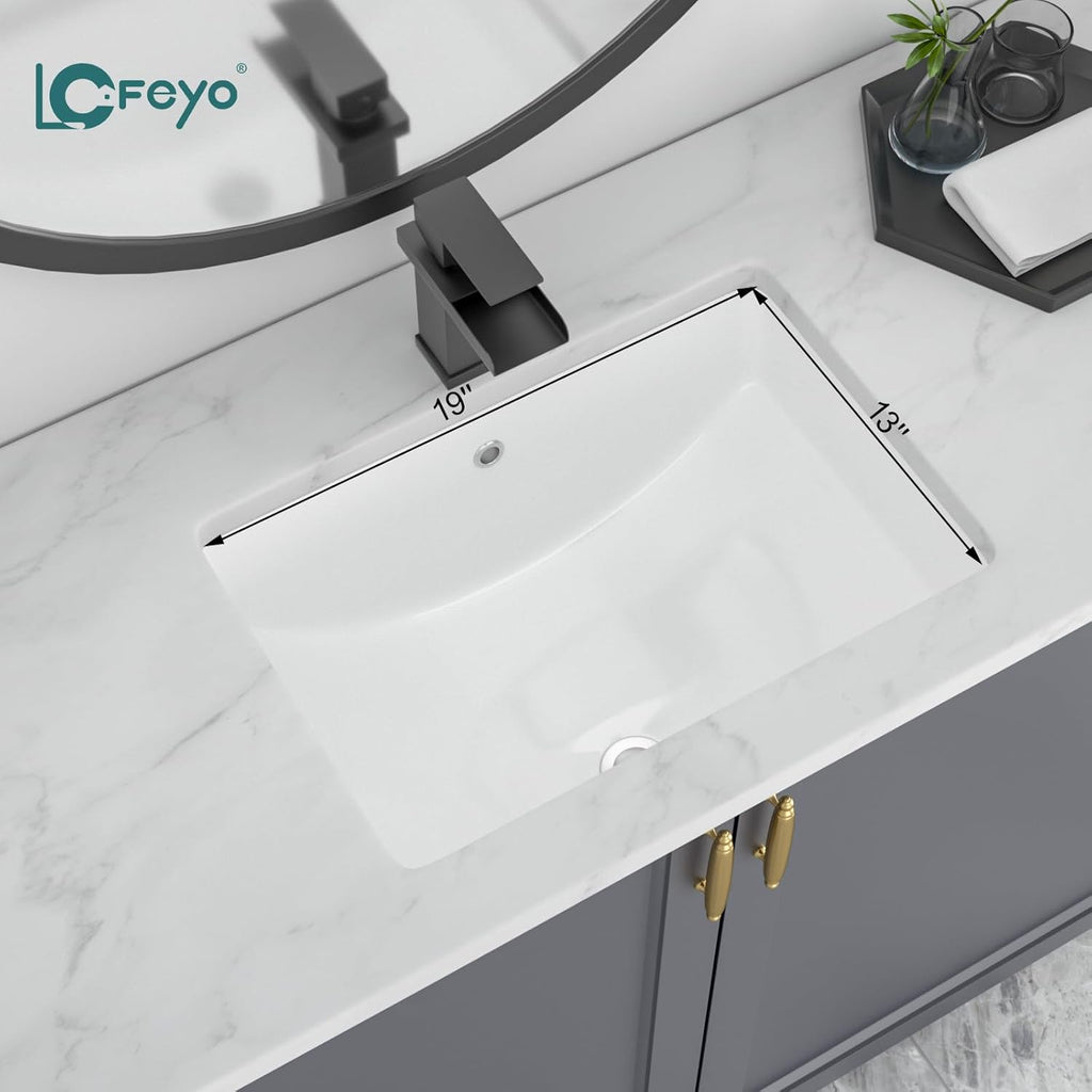 22''x15'' Undermount Bathroom Sink Rectangle Bathroom Sink White Porcelain Ceramic Sink Vanity Sink Under Counter Basin Lavatory Sink Vessel Sink