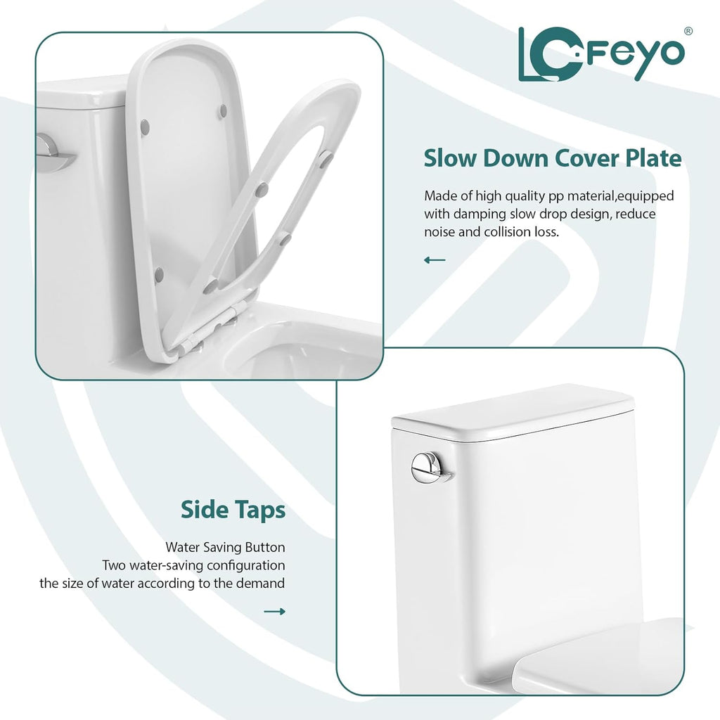 Elongated Dual Flush Toilet 0.8/1.28 GPF One Piece Toilet Compact Toilet Quick Flush Toilet With Comfortable Seat Hight Powerful Quick Modern Standard White Bathroom Toilet LOF-T1026