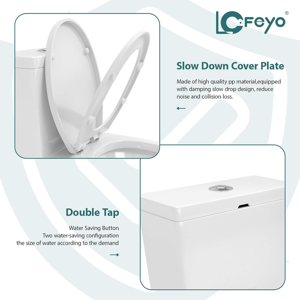 Elongated Dual Flush Toilet 0.8/1.28 GPF One Piece Toilet Compact Toilet Quick Flush Toilet With Comfortable Seat Hight Powerful Quick Modern Standard White Bathroom Toilet LOF-T1023