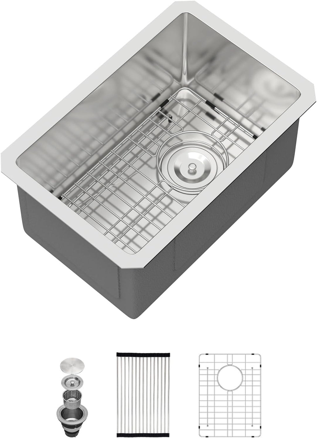10in  x 18in  Stainless Bar Sink Undermount Wet Bar Prep Sink Stainless Steel 16 Gauge Deep Handmade Single Bowl Undermount Kitchen Sink Basin