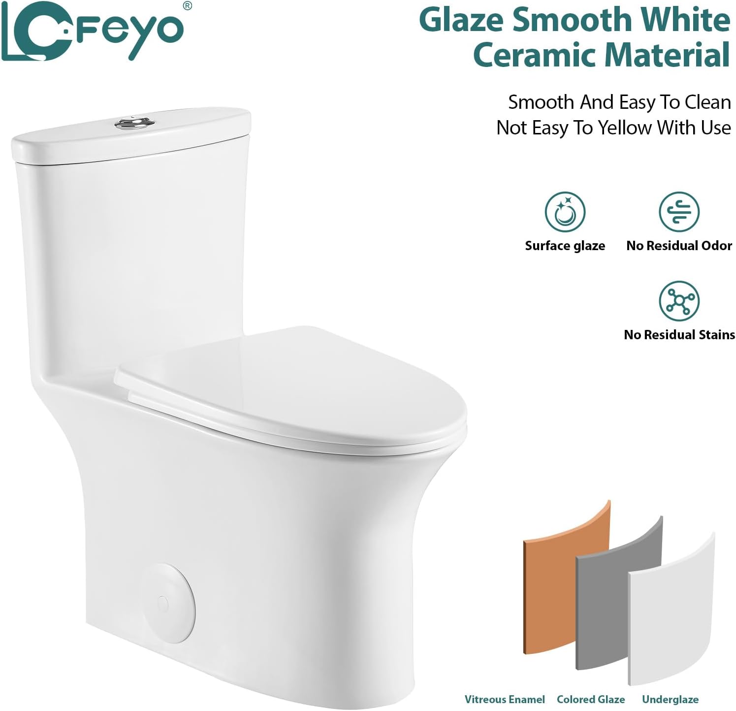 Efficiency Elongated Quick Side Flush Toilet 0.8/1.28 GPF One Piece Toilet Compact Toilet Toilet With ADA Soft Seat Hight Powerful Quick Flush Modern Standard White Bathroom Toilet LOF-T1033