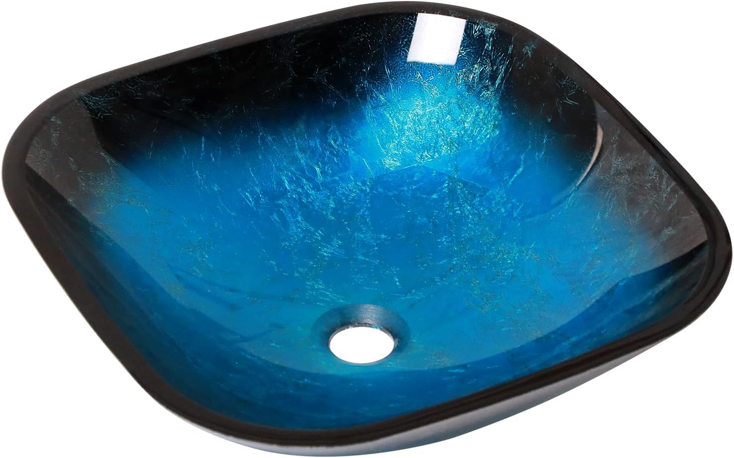 Bowl Sinks For Bathrooms Elegant And Space-Saving Boat Shape Rectangular Glass Vessel Sink With Faucet And Drain Combo Small Modern Artistic Basin Sink,Rectangle Sky Blue,LOF-LMPG002