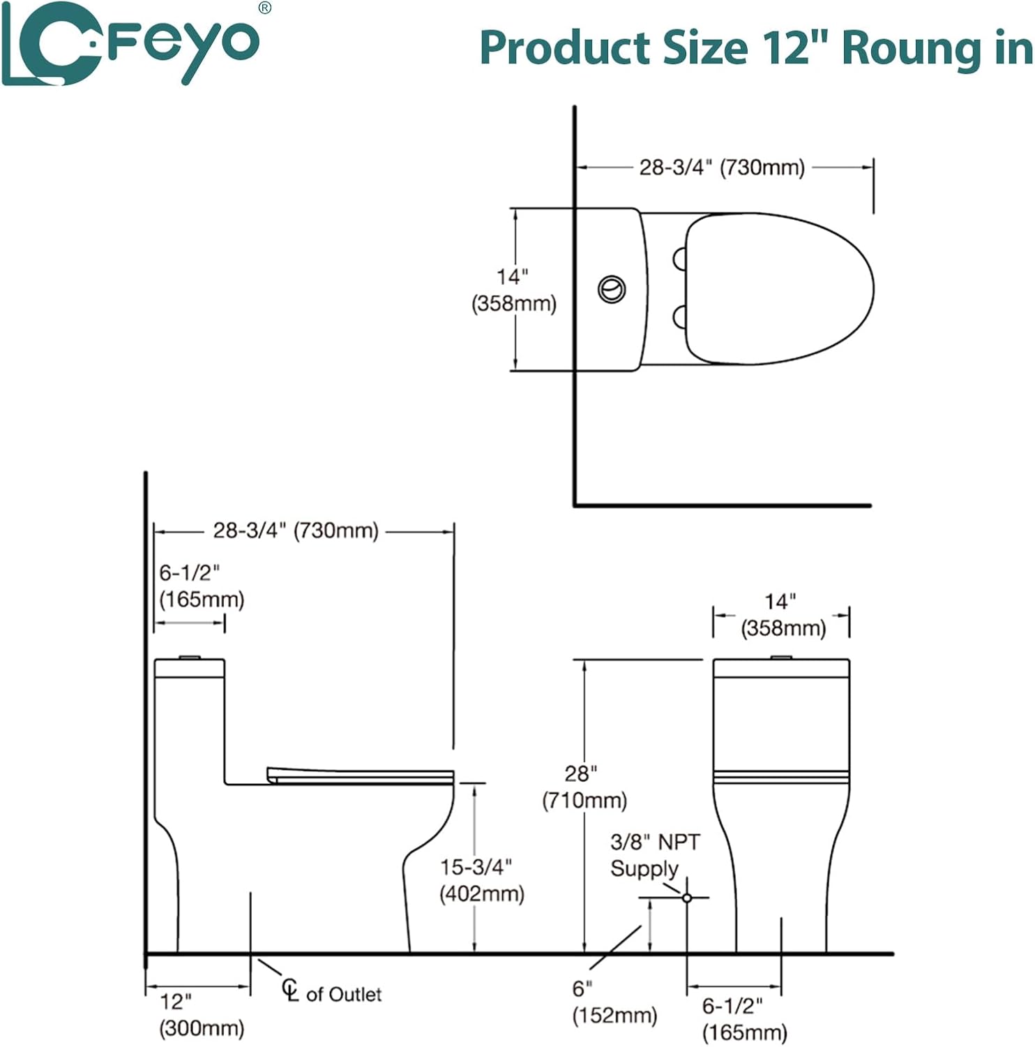 Elongated Dual Flush Toilet 0.8/1.28 GPF One Piece Toilet Compact Toilet Quick Flush Toilet With Comfortable Seat Hight Powerful Quick Modern Standard White Bathroom Toilet LOF-T1034