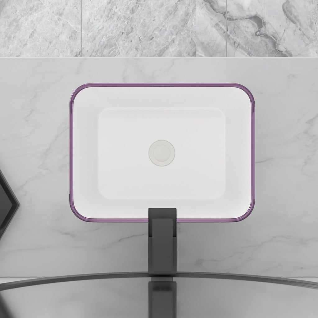 16in x12in  Bathroom Sink Rectangular White Vessel Sink Ceramic Above Counter Porcelain Lavatory Vanity Sink Basin