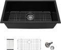 33in x19in  Inch Granite Composite Kitchen Sink Matte Black Quartz Undermount Contemporary Single Bowl Kitchen Deep Sink Basin