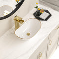 Bowl Sinks For Bathrooms 17in  x 11in  Oval White Vessel Sink With Gold Rim Modern Boat Shape Artistic Basin Bathroom Vessel Sink Above Counter Porcelain Ceramic Vessel Sink Small Deep Vessel Sink