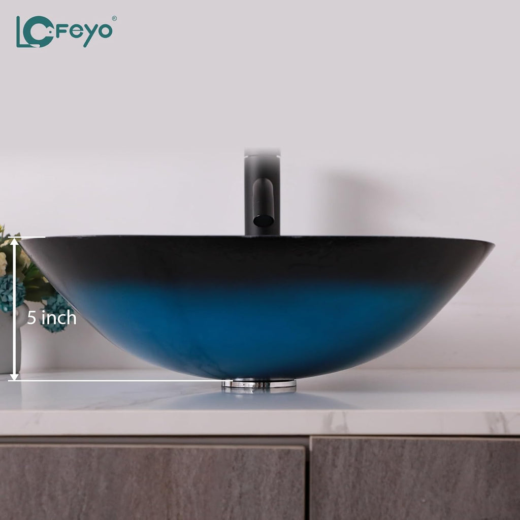 Bowl Sinks For Bathrooms Elegant And Space-Saving Boat Shape Rectangular Glass Vessel Sink With Faucet And Drain Combo Small Modern Artistic Basin Sink,Rectangle Sky Blue,LOF-LMPG002