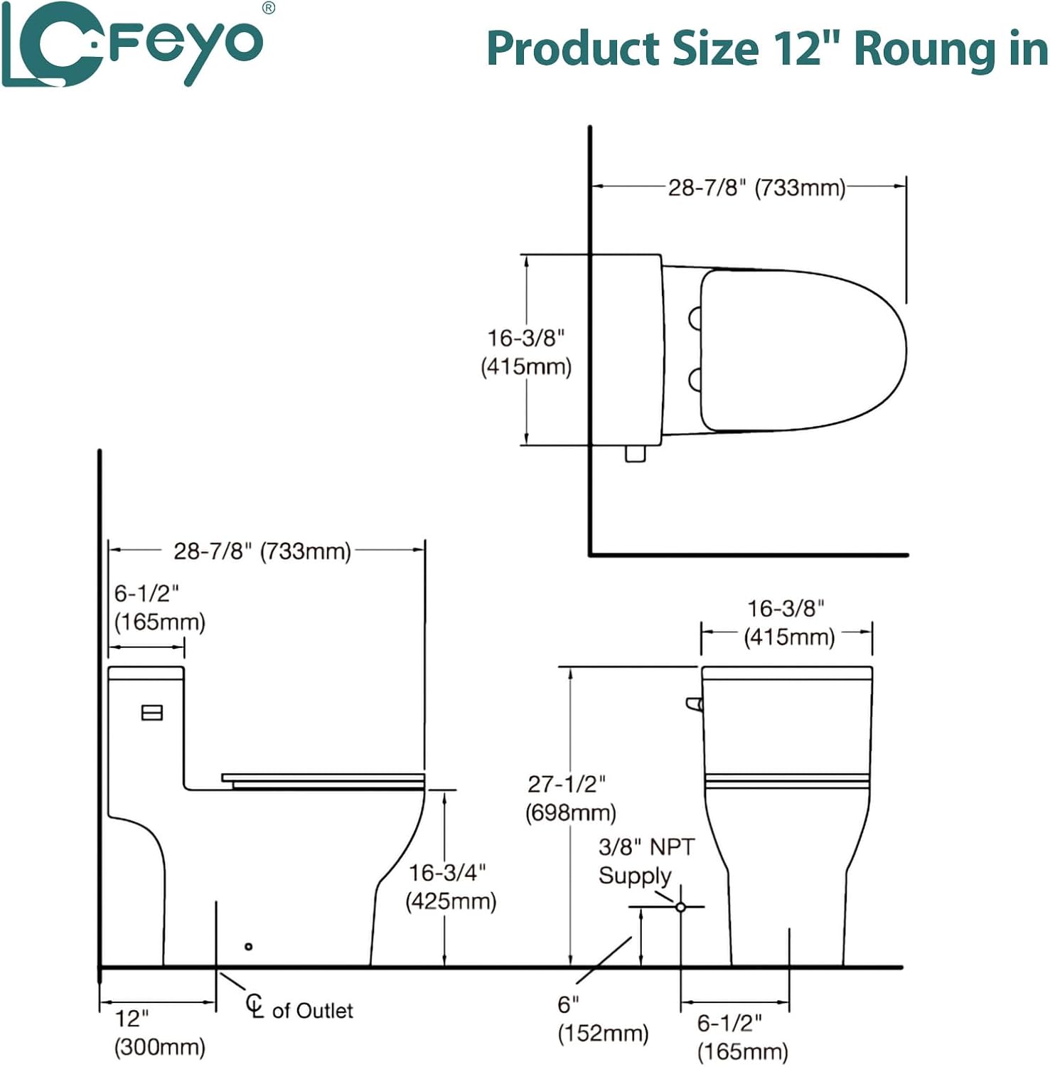Elongated Dual Flush Toilet 0.8/1.28 GPF One Piece Toilet Compact Toilet Quick Flush Toilet With Comfortable Seat Hight Powerful Quick Modern Standard White Bathroom Toilet LOF-T1032