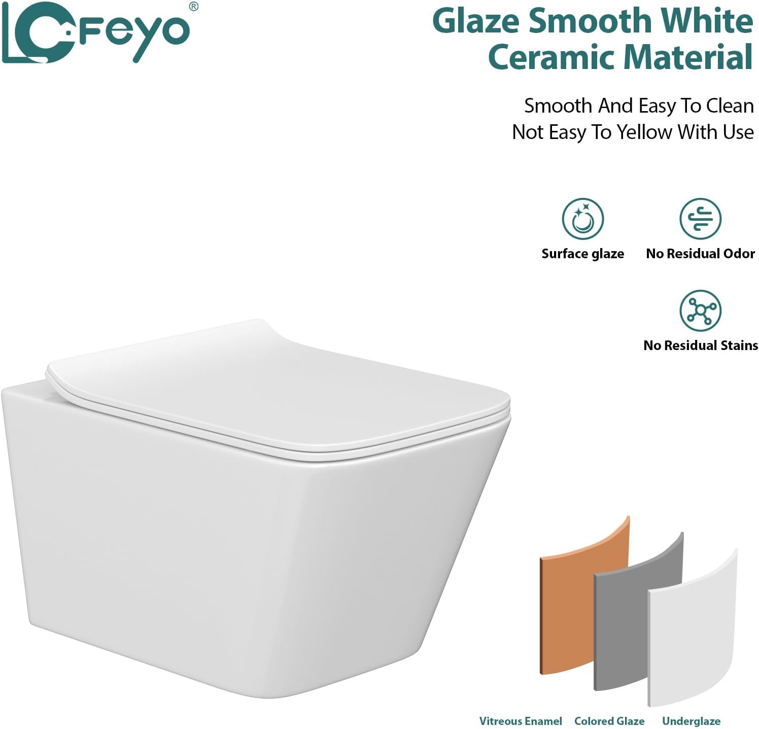Wall Mount Toilet Elongated Dual Flush Toilet 1.28 GPF One Piece Toilet Compact Flush Toilet With Comfortable Seat Hight Powerful Quick Modern Standard White Bathroom Toilet LOF-T1021