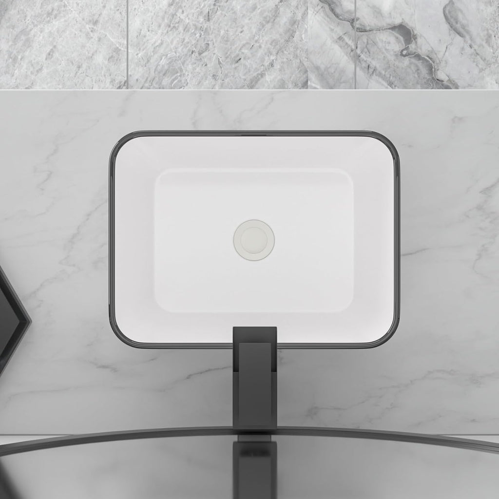 16in x12in  Vessel Sink Rectangular Vessel Sink White Vessel Sink Small Bowl Sinks for Bathrooms Above Counter Ceramic Bathroom Sink Rectangule Sink Bowls For Bathroom Vanity Lavatory Bowl Basin