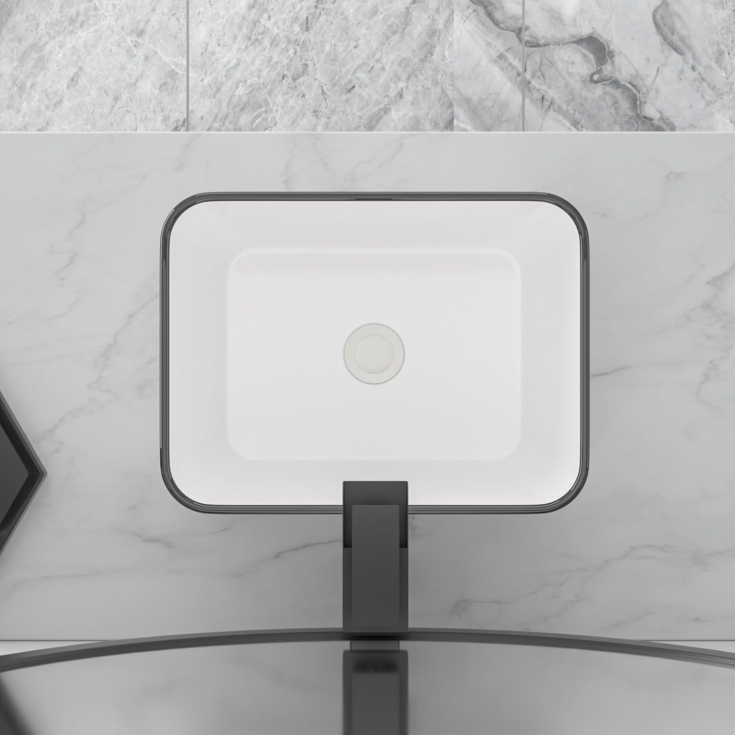 16in x12in  Vessel Sink Rectangular Vessel Sink White Vessel Sink Small Bowl Sinks for Bathrooms Above Counter Ceramic Bathroom Sink Rectangule Sink Bowls For Bathroom Vanity Lavatory Bowl Basin