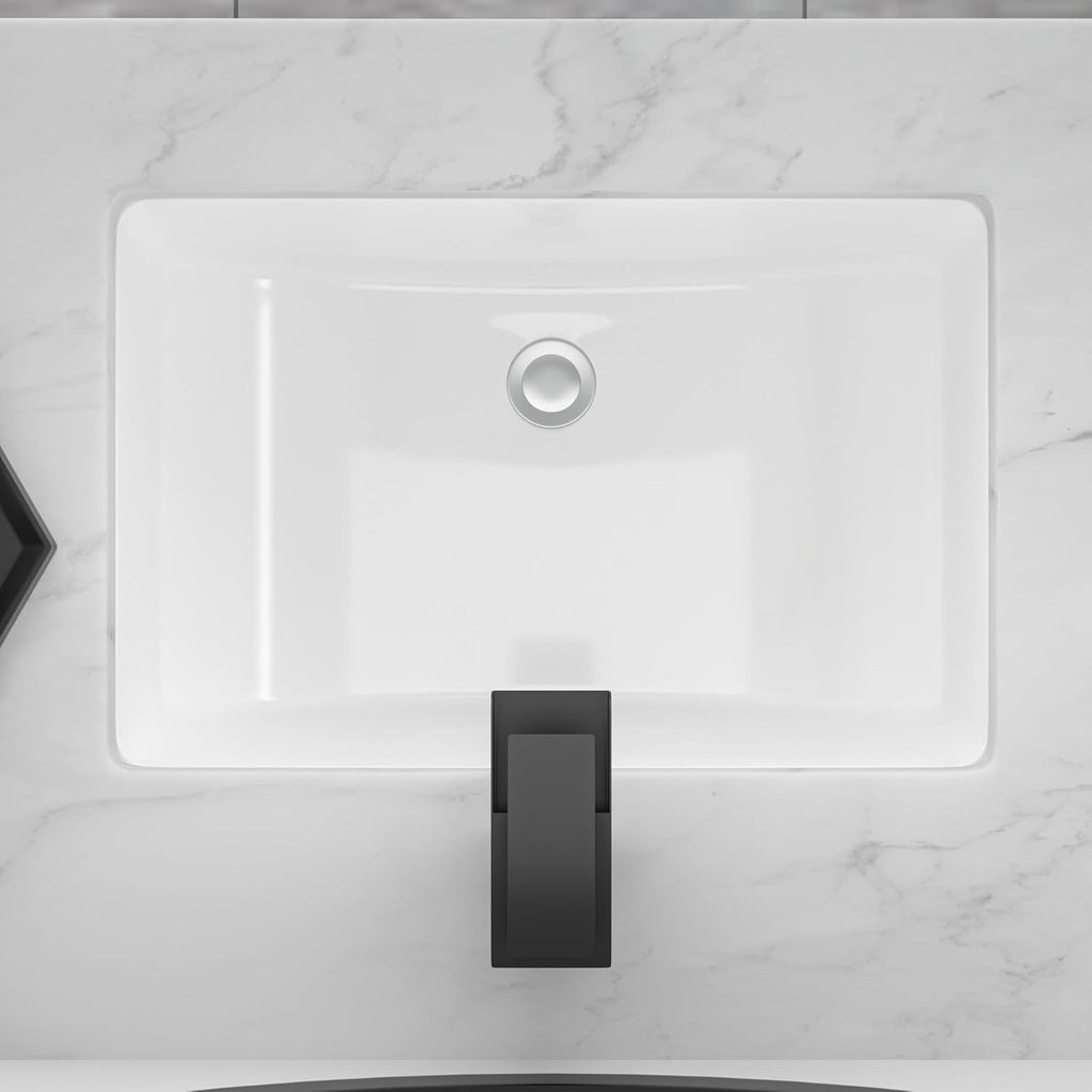 22''x15'' Undermount Bathroom Sink Rectangle Bathroom Sink White Porcelain Ceramic Sink Vanity Sink Under Counter Basin Lavatory Sink Vessel Sink