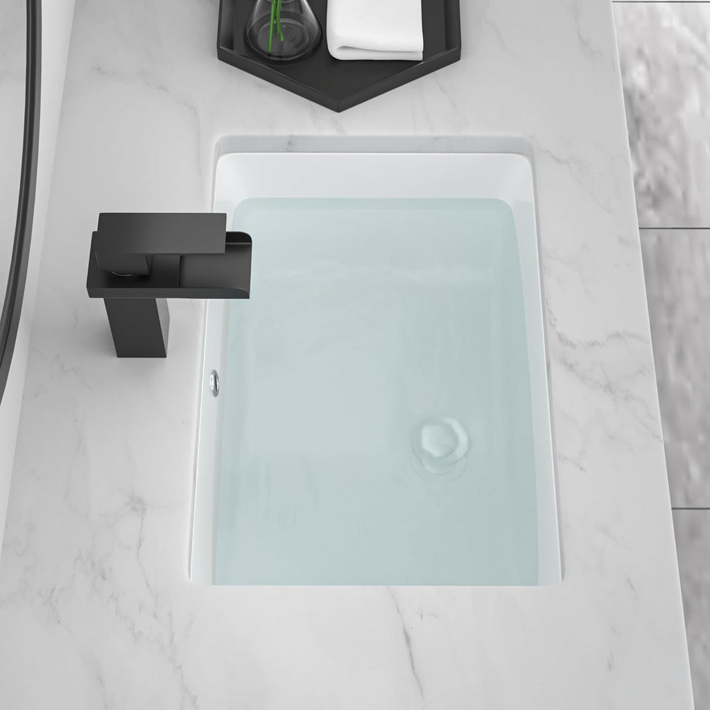 22''x15'' Undermount Bathroom Sink Rectangle Bathroom Sink White Porcelain Ceramic Sink Vanity Sink Under Counter Basin Lavatory Sink Vessel Sink