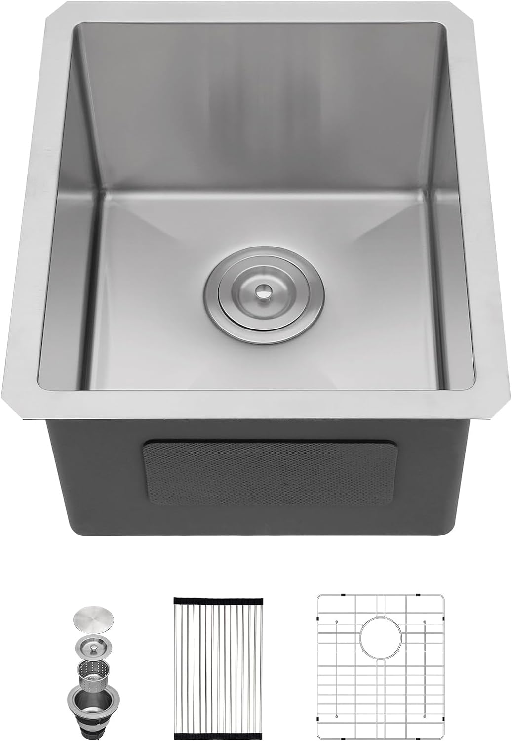 15in x17in  Stainless Bar Sink Undermount Wet Bar Prep Sink Stainless Steel 16 Gauge Single Bowl Deep Under Counter Outdoor RV Camper Garage Kitchen Sink Basin