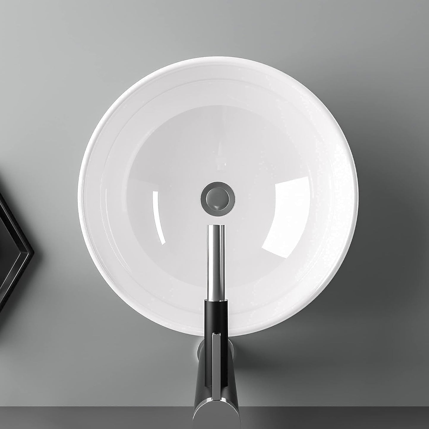 13in x13in  Bowl Sinks for Bathrooms Above Counter Vessel Sink Round Vessel Sink White Ceramic Porcelain Small Bathroom Lavatory Vanity Vessel Sink Bowl Basin