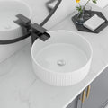 Bowl Sinks For Bathrooms 15in X15in  White Round Vessel Sink With Vertical Stripe Smal Above Counter Bathroom Sink White Porcelain Bowl Sink Bathrooms Ceramic Deep Modern Artistic Basin Sinks