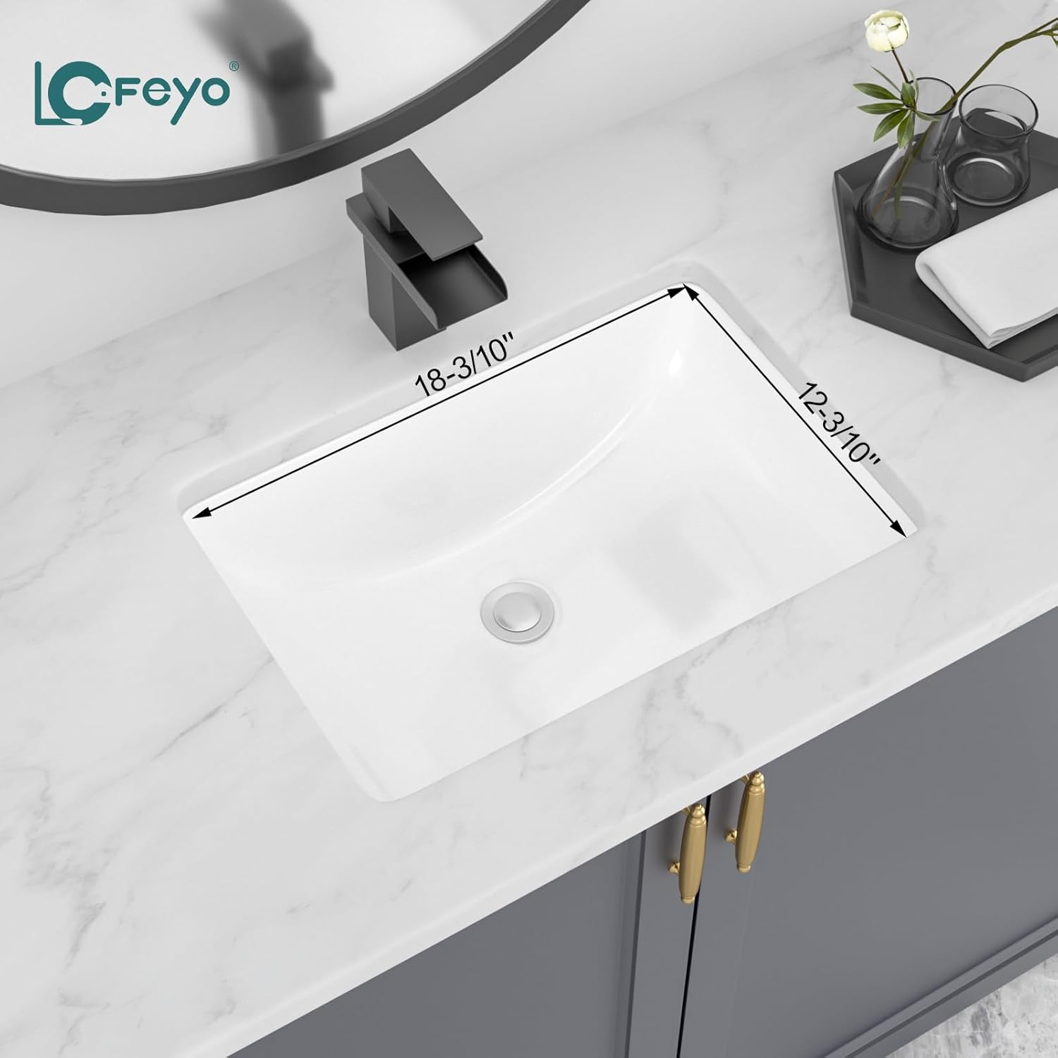 Undermount Bathroom Sink 20''x14'' White Rectangle Bathroom Sink Porcelain Ceramic Sink Vanity Basin Lavatory Sink Vessel Sink