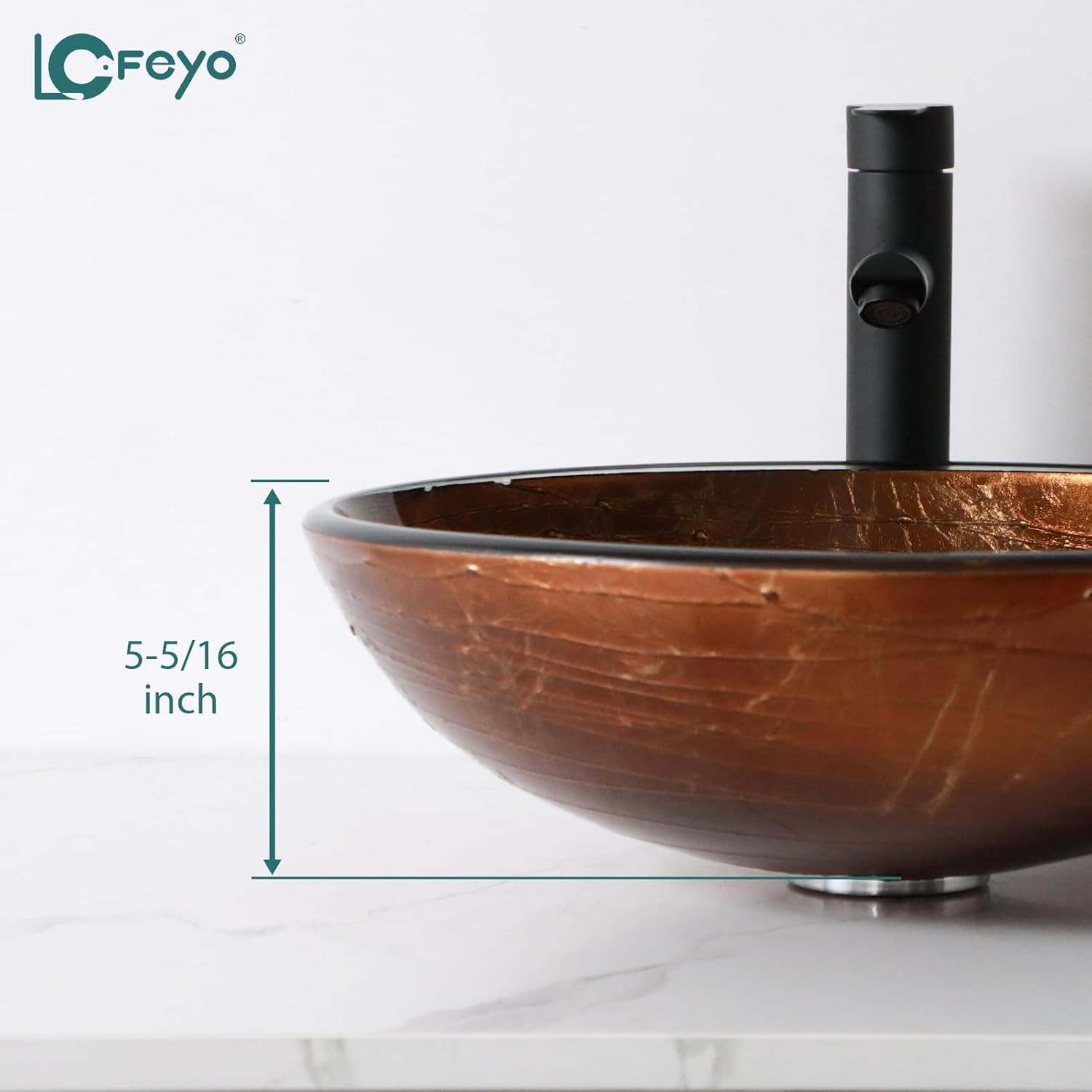 Small Bathroom Sink 17in  Brwon Glass Vessel Sink With Faucet And Drain Combo Modern Round Shape Artistic Basin Bathroom Vessel Sink Above Counter Small 5in  Deep Vessel Sink LOF-BL33555