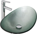 Bowl Sinks For Bathrooms 21in  Sky Blue Glass Vessel Sink With Faucet And Drain Combo Modern Boat Shape Artistic Basin Bathroom Above Counter Small 6in  Deep Oval Vessel Sink Lof-BL33559