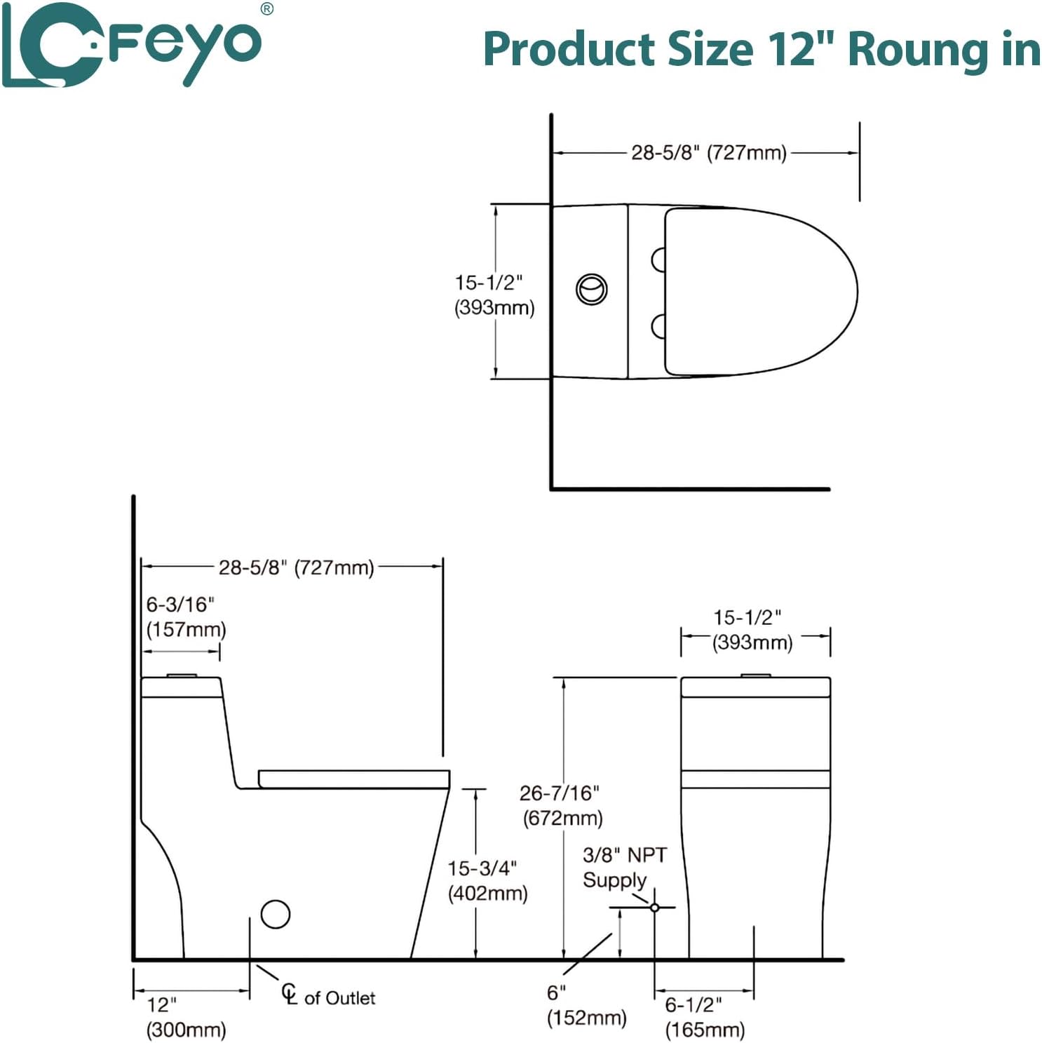 Elongated Dual Flush Toilet 0.8/1.28 GPF One Piece Toilet Compact Toilet Quick Flush Toilet With Comfortable Seat Hight Powerful Quick Modern Standard White Bathroom Toilet LOF-T1031