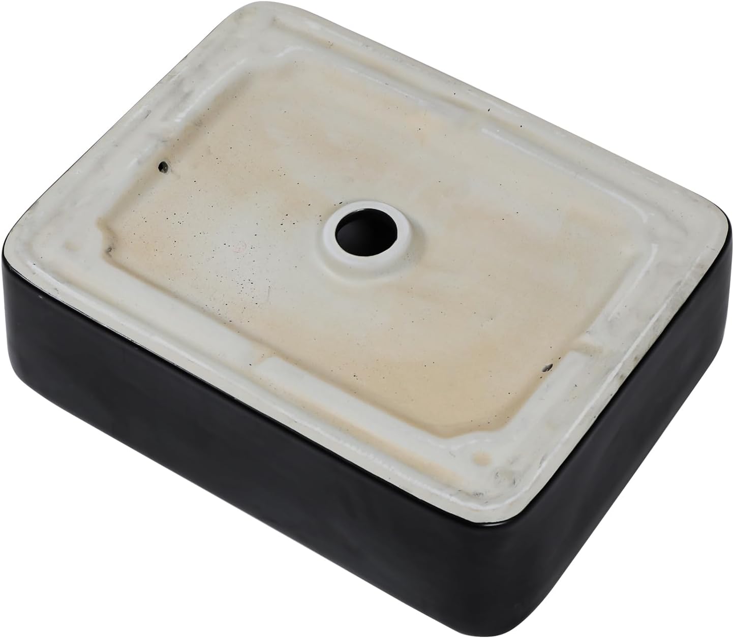 Black Bathroom Sink 16in x12in  Vessel Sink Rectangule Bowl Sinks for Bathrooms Ceramic Above Counter Rectangular Vessel Bathroom Sink Porcelain Modern Large Sink Basin Lavatory Vanity Matte Black