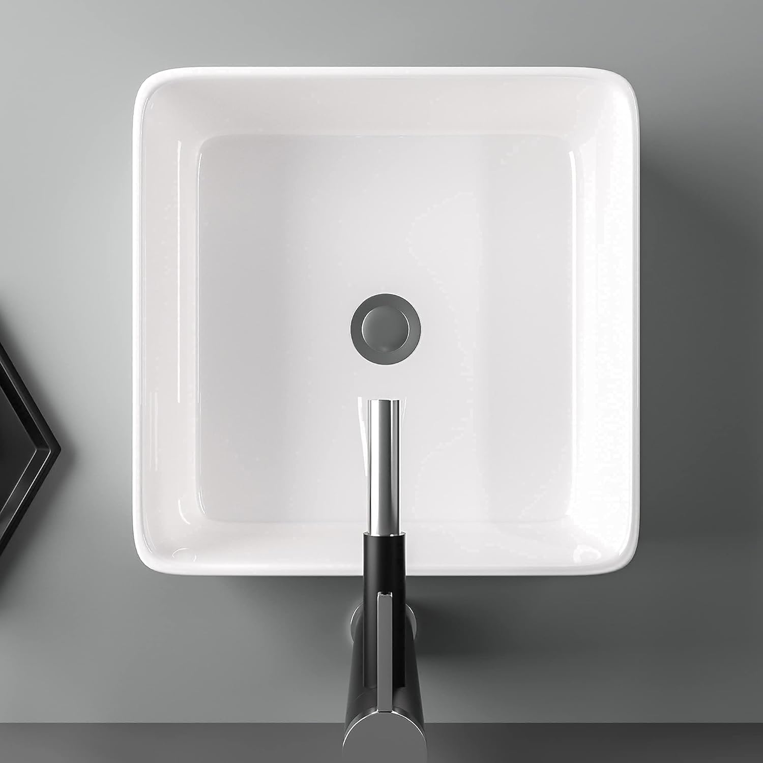 15in x15in  Square Vessel Sink Bathroom Sink Above Counter White Ceramic Porcelain Lavatory Vanity Vessel Sink Basin