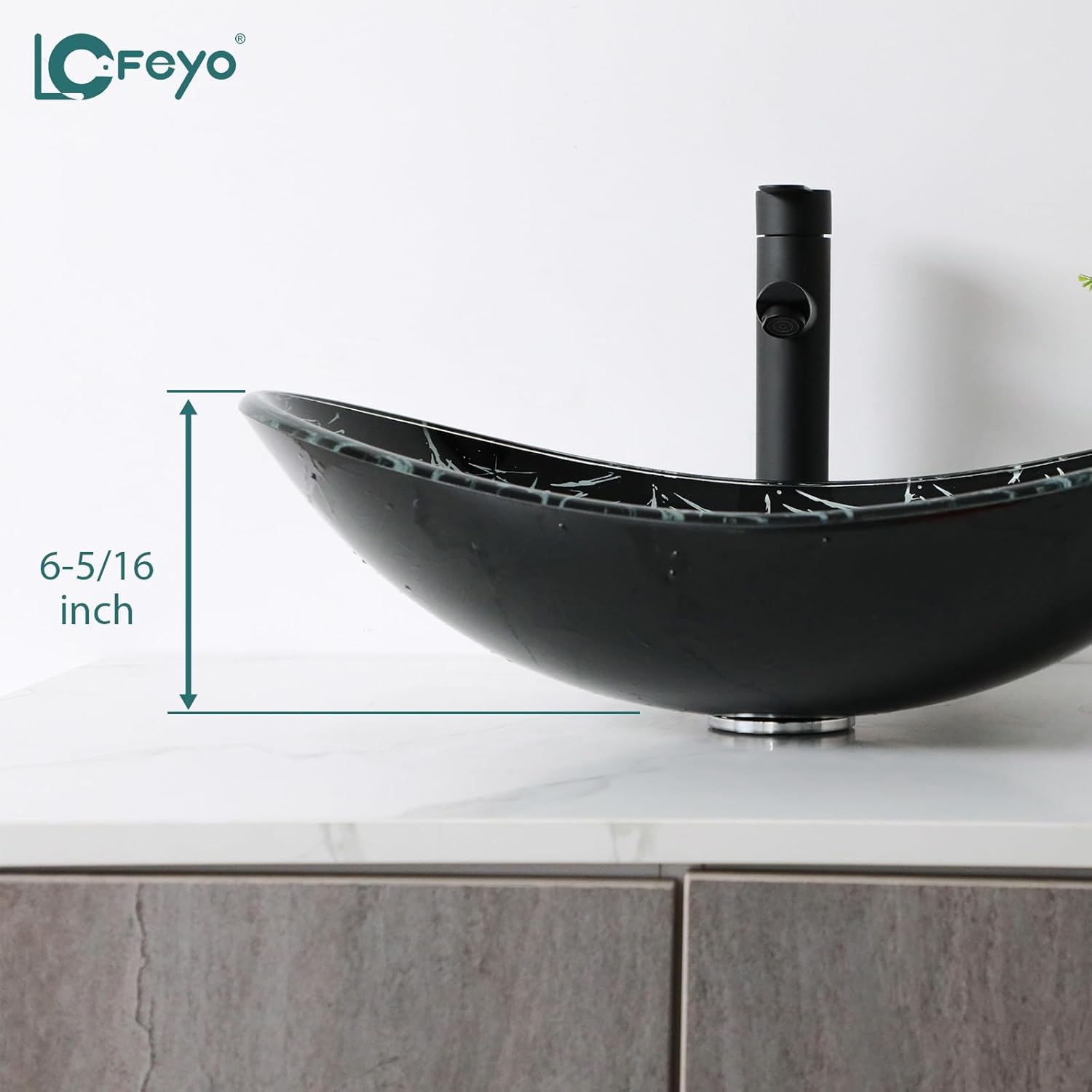 Bathroom Sink 21in  Black Glass Vessel Sink With Faucet And Drain Combo Modern Boat Shape Artistic Basin Bathroom Vessel Sink Above Counter Small 6in  Deep Vessel sink Oval Sink LOF-BL33560