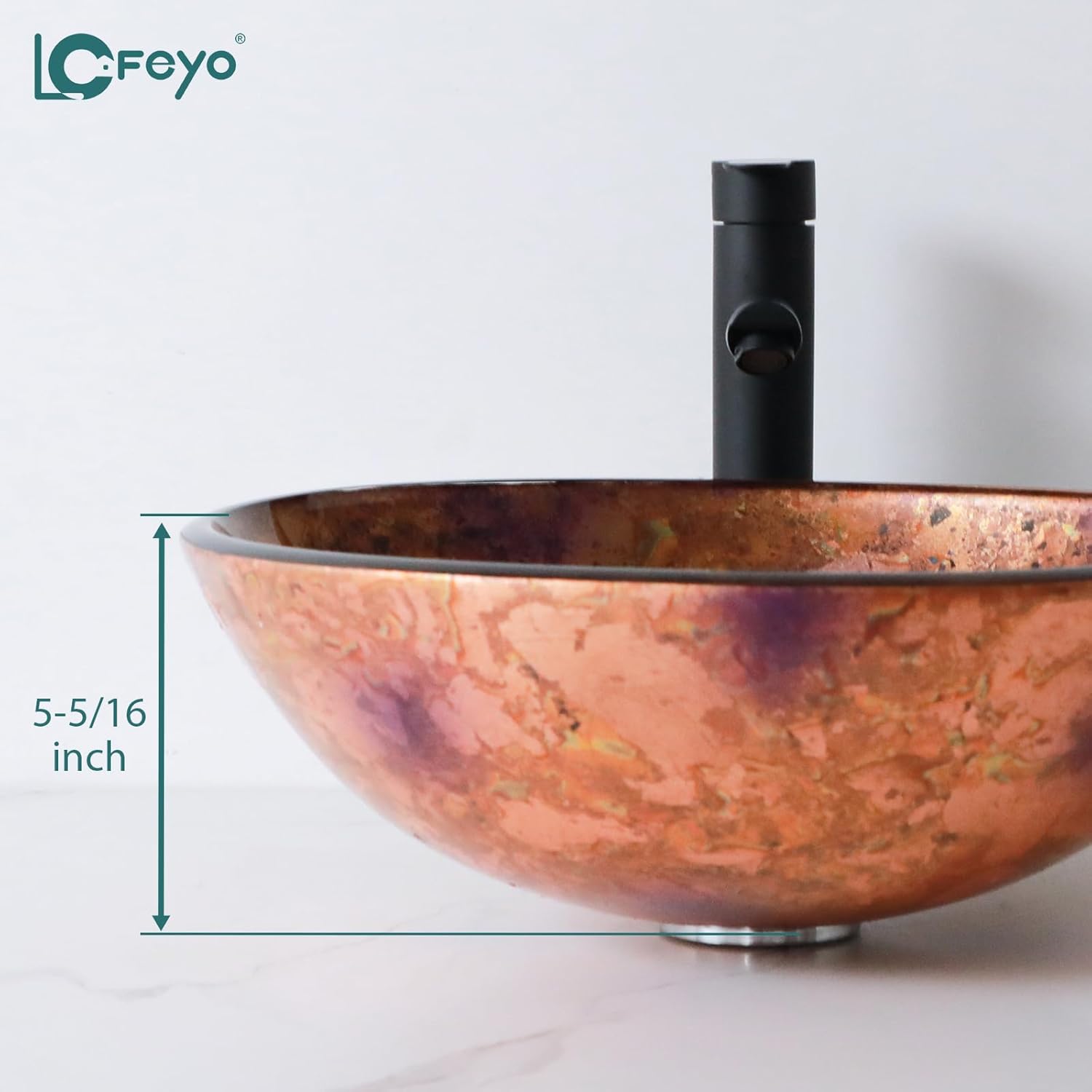 Small Bathroom Sink 17in  Purple Glass Vessel Sink With Faucet And Drain Combo Modern Round Shape Artistic Basin Bathroom Vessel Sink Above Counter Small 5in  Deep Vessel Sink LOF-BL33557