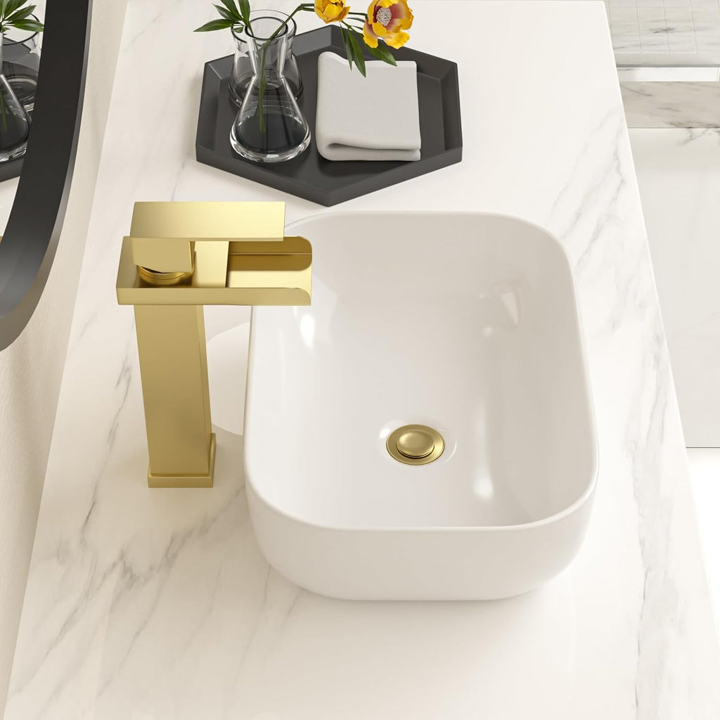 Bowl Sink for Bathroom 15in  x 10in  Rectangle Boat Shape White Vessel Sink Rectangular Above Counter Porcelain Ceramic Round Oval Modern Artistic Basin Small Bowl Sink LOF-15105