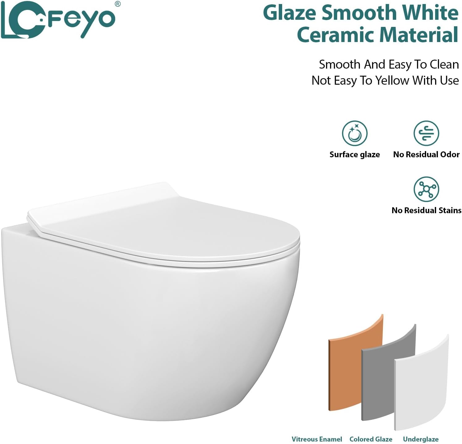 Wall Mount Toilet Elongated Dual Flush Toilet 1.28 GPF One Piece Toilet Compact Flush Toilet With Comfortable Seat Hight Powerful Quick Modern Standard White Bathroom Toilet LOF-T1020