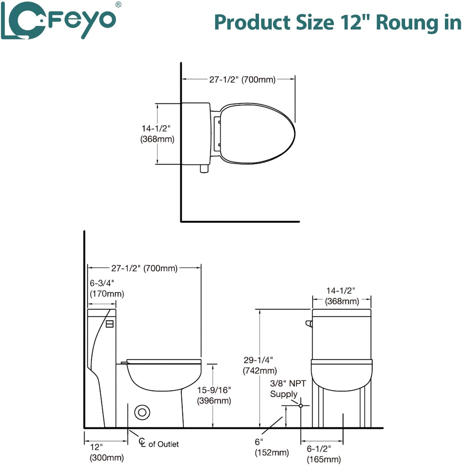 Elongated Dual Flush Toilet 0.8/1.28 GPF One Piece Toilet Compact Toilet Quick Flush Toilet With Comfortable Seat Hight Powerful Quick Modern Standard White Bathroom Toilet LOF-T1027