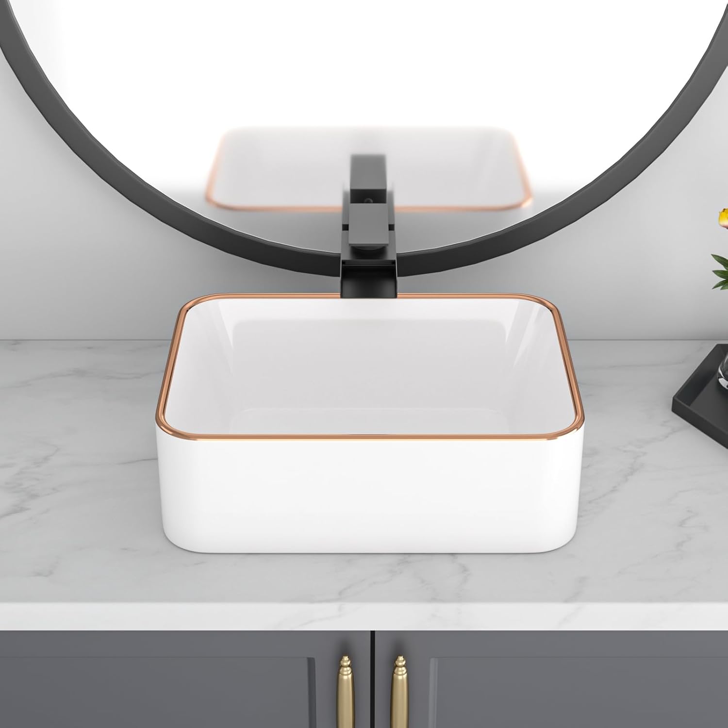 16in x12in  Vessel Sink for Bathroom Modern Art Basin Bathroom Vessel Sink Above Counter Rectangule White Vessel Sink Rectangluar Farmhouse Bowl Sinks for Bathrooms Vanity Lavatory Bowl Basin