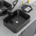 Black Bathroom Sink 19in x15in  Vessel Sink Rectangule Bowl Sinks for Bathrooms Ceramic Above Counter Rectangular Vessel Bathroom Sink Porcelain Modern Large Sink Basin Lavatory Vanity Matte Black