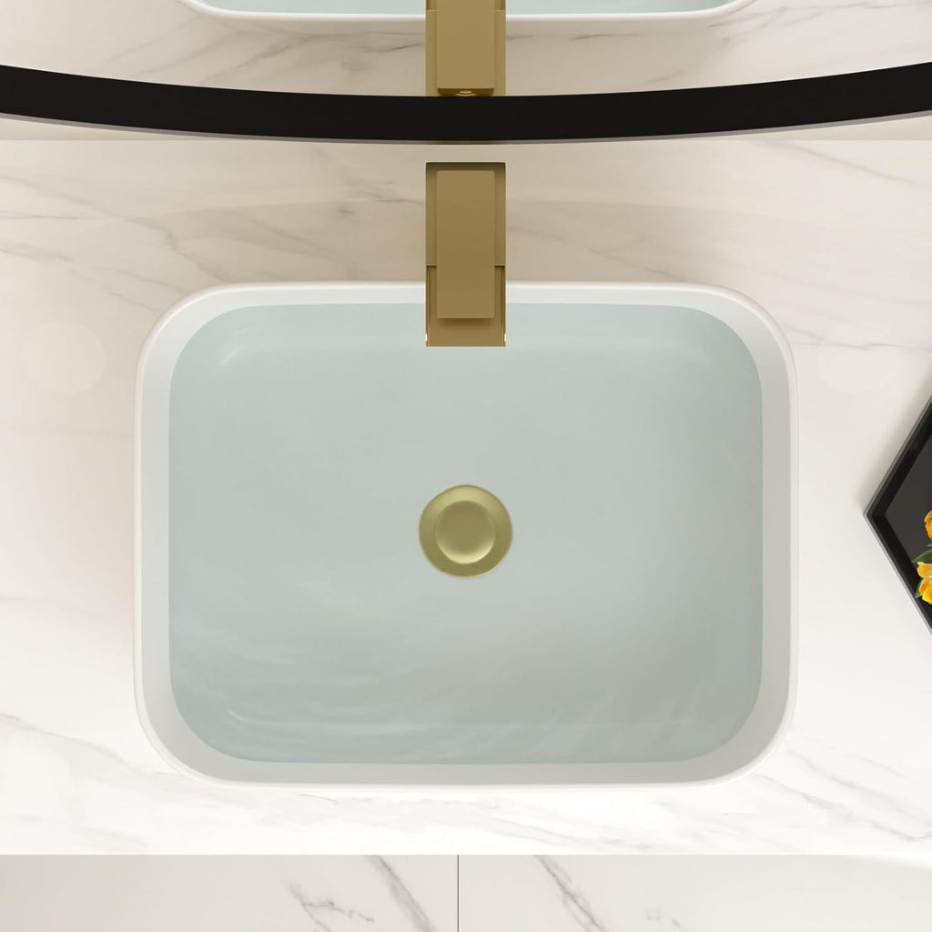 Bathroom Vessel Sink 19in x15in  Rectangule Bowl Sinks for Bathrooms White Vessel Sink Above Counter Rectangular Ceramic Vessel Bathroom Sink Porcelain Lavatory Vanity Sink Basin