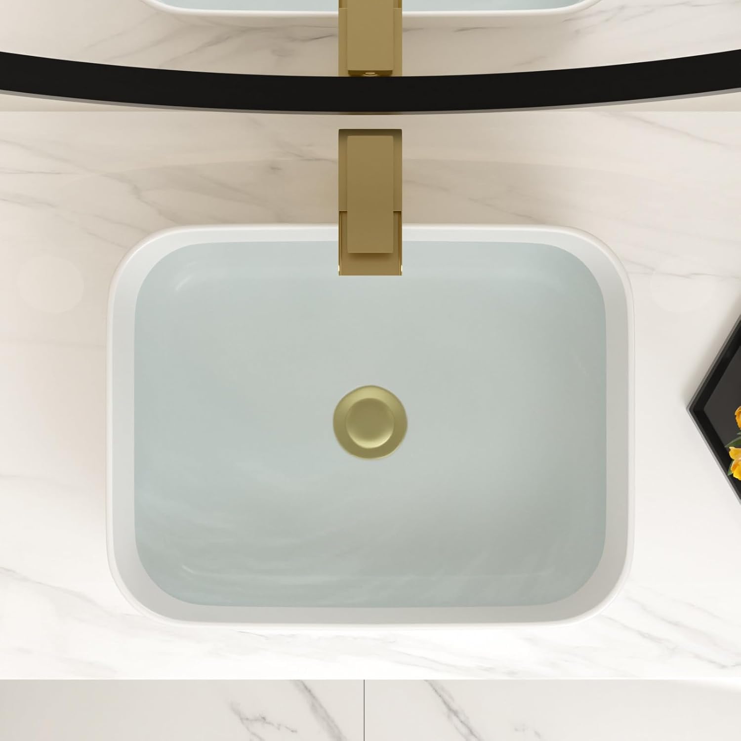 Bathroom Vessel Sink 19in x15in  Rectangule Bowl Sinks for Bathrooms White Vessel Sink Above Counter Rectangular Ceramic Vessel Bathroom Sink Porcelain Lavatory Vanity Sink Basin