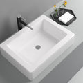 22in x15in  White Vessel Sink Rectangle Bathroom Sink Above Counter Porcelain Ceramic Small Sink Bowl Ceramic Rectangular Vessel Sinks for Bathrooms