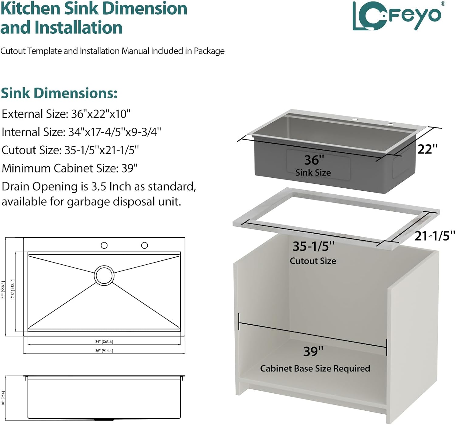 36in x22in  Drop In Workstation Kitchen Sink Topmount Stainless Steel 16 Gauge Workstation Single Bowl Ledge Handmade Kitchen Deep Sink Basin