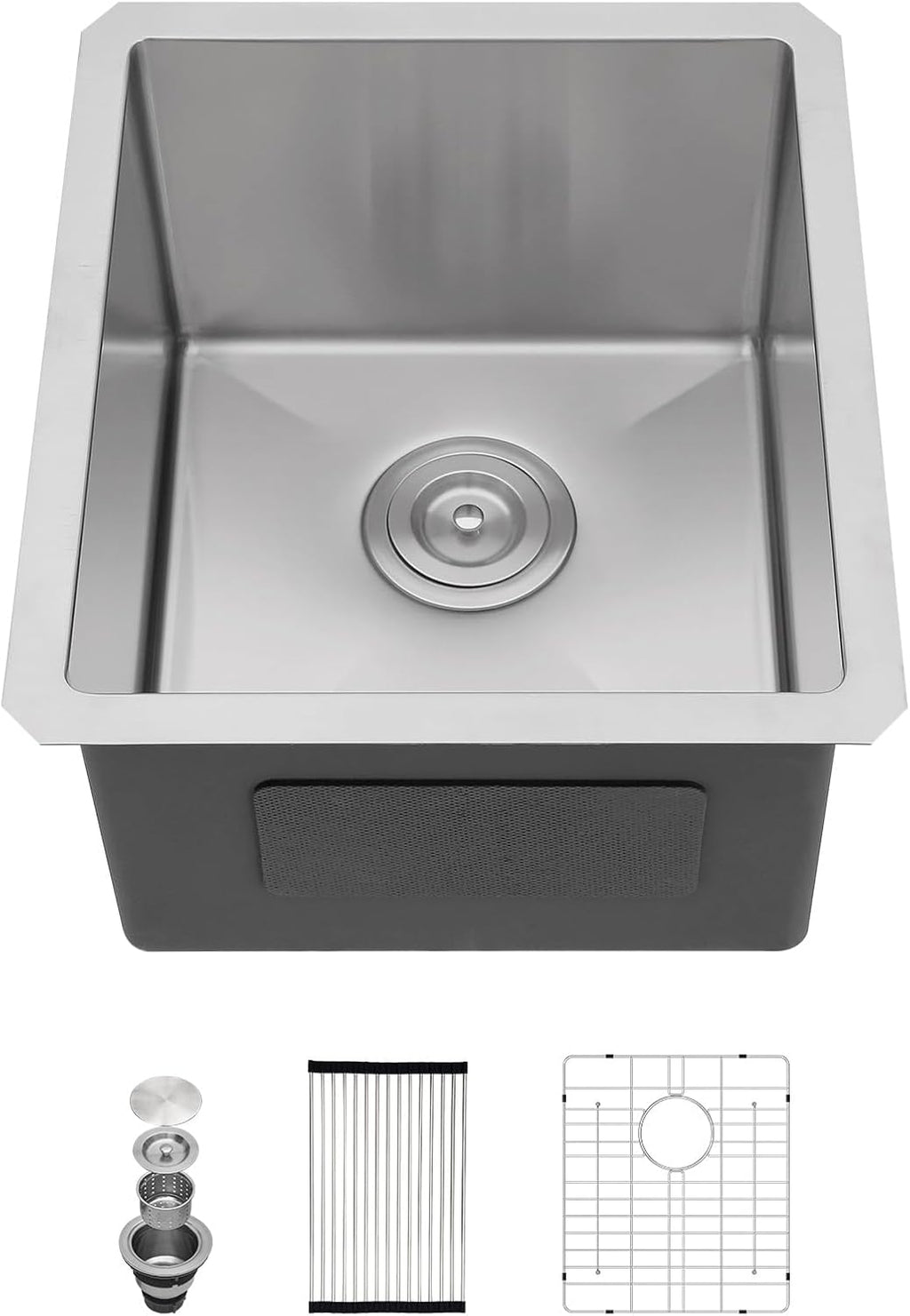 Undermount Bar Sink Lofeyo 17in  x 19in  304 Stainless Steel 16 Gauge Kitchen Sink Handmade Single Bowl Deep Sink Wet Bar Prep Under Counter Sink Basin Modern Small Rv Sink for A Camper Kitchen,LOF-U7701